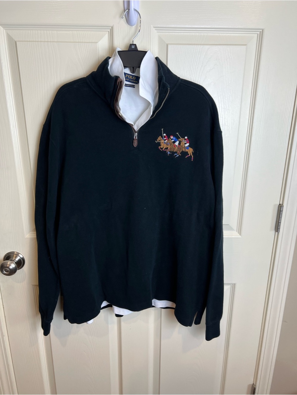 Polo by Ralph Lauren Men’s Black Quarter-Zip Polo Player Sweater and shirt XL